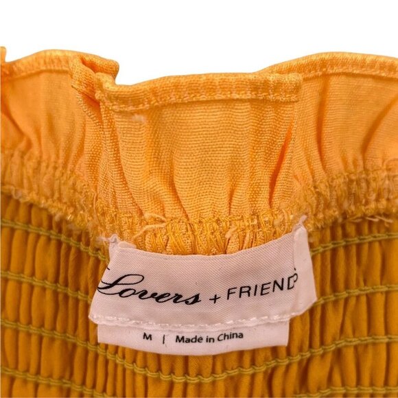 Lovers + Friends Gold Smocked Strapless Mini Doll Dress Size Medium - Picture 8 of 8